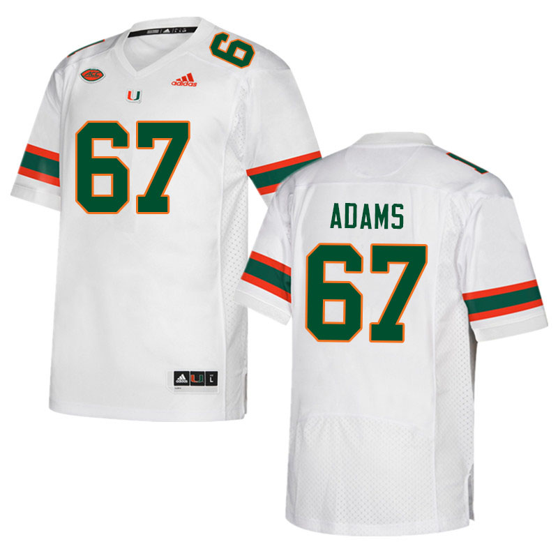 Men #67 Gavin Adams Miami Hurricanes College Football Jerseys Sale-White - Click Image to Close
